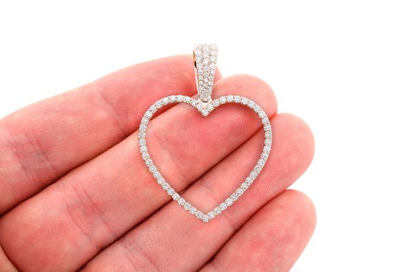 Heart Picture Diamond Pendant 14k Solid Gold 1.25ctw