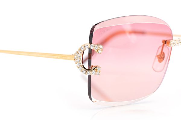 Cartier Glasses Iced Out Diamonds Rimless - 2.00ctw - Yellow Gold