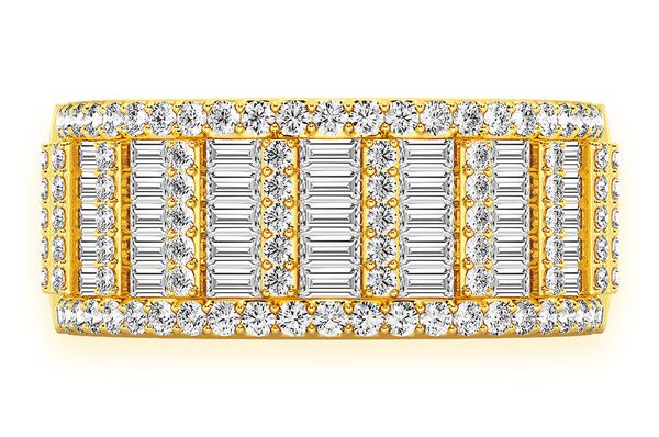 Baguette Round Bar Diamond Band 14k Solid Gold 2.25ctw