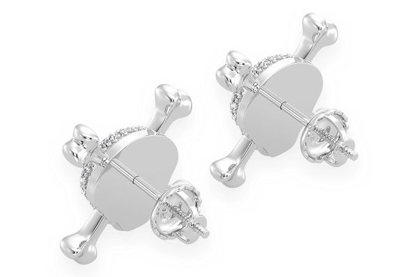 Skull & Crossbones Diamond Earrings 14k Solid Gold 0.50ctw
