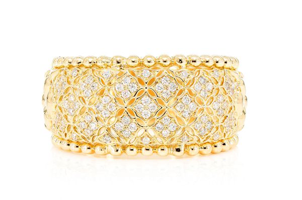 Thin Floral Weaved Diamond Band 14k Solid Gold 0.25ctw