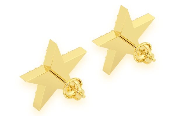 5 Point Star Stud Diamond Earrings 14k Solid Gold 0.40ctw