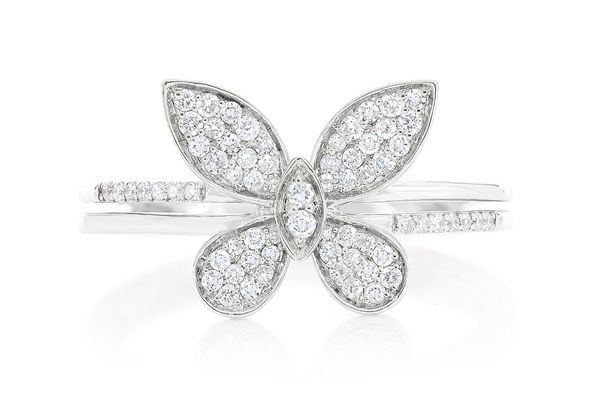Butterfly Wings Diamond Fashion Ring 14k Solid Gold 0.30ctw