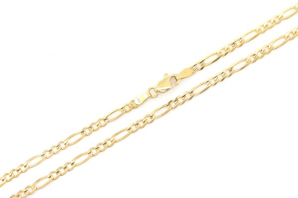 3MM Figaro Bracelet 14k Solid Gold 