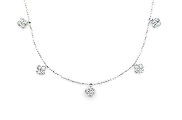 Clover Diamond Necklace 14k Solid Gold 1.00ctw