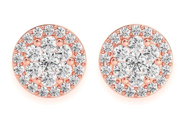 1.50ctw Flower Halo Stud Diamond Earrings 14k Solid Gold