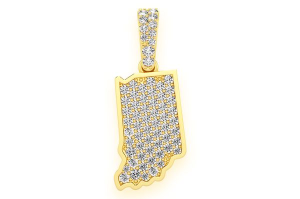 Indiana State Diamond Pendant 14k Solid Gold 0.33ctw