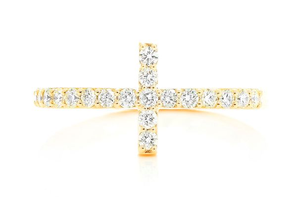 Cross Diamond Ring 14k Solid Gold 0.50ctw
