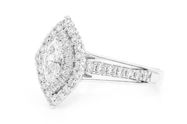 Marquise Double Halo Diamond Ring 14k Solid Gold 1.00ctw 