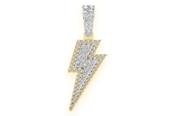 Lightning Bolt Diamond Pendant 14k Solid Gold 0.40ctw