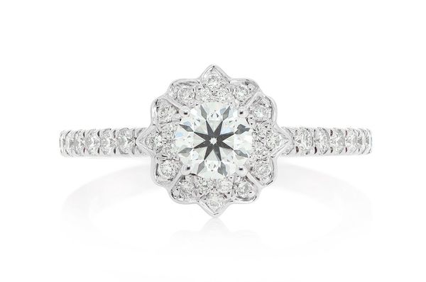 1.00ctw Round Antique Halo - Diamond Engagement Ring - All Natural