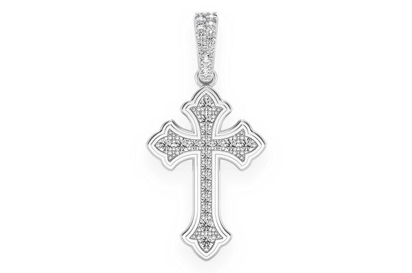 Rounded Cross Diamond Pendant 14k Solid Gold 0.25ctw