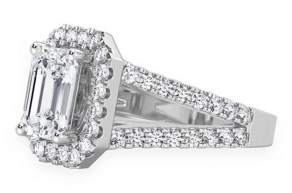 Sphinx - 2.00ct Emerald Cut Solitaire - Split Shank Halo - Diamond Engagement Ring - All Natural