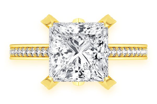 Chant - 3.00ct Princess Cut - Diamond Engagement Ring - All Natural
