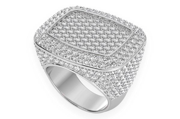 Rectangle Signet Diamond Ring 14k Solid Gold 6.85ctw