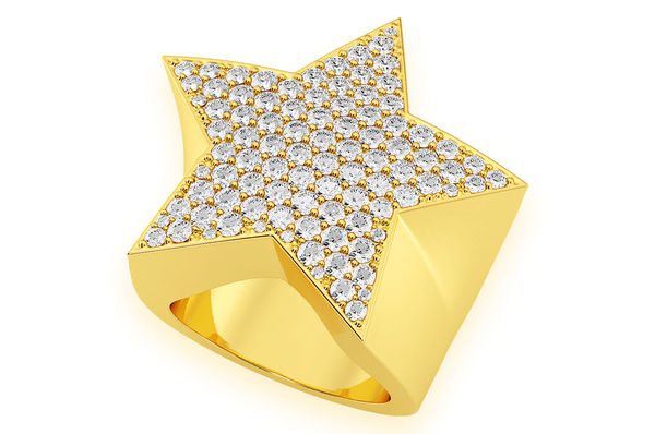 Star Signet Ring 14k Solid Gold 2.25ctw