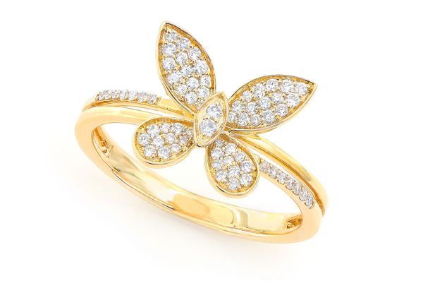 Butterfly Wings Diamond Fashion Ring 14k Solid Gold 0.30ctw