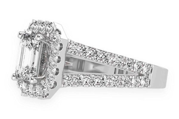Sphinx - 1.00ct Emerald Solitaire - Halo Split Shank - Diamond Engagement Ring - All Natural Vs Diamonds