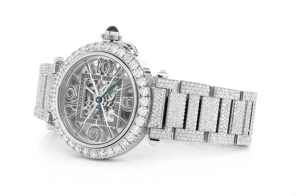 Cartier Pasha De Cartier Skeleton Steel - 25.00ctw Fully Iced Out