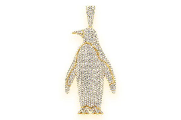 Penguin Diamond Pendant 14k Solid Gold 16.25ctw