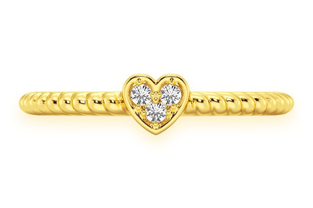 Heart Rope Diamond Ring 14k Solid Gold 0.05ctw