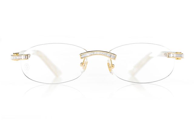 52mm Cartier Gold, White & Transparent Glasses