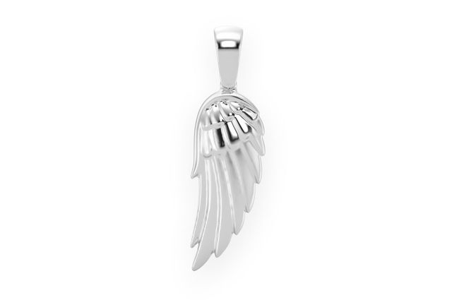 Solid Feather Angel Wing Pendant 14K   