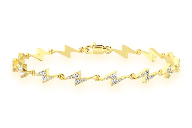 Lightning Bolt Eternity Diamond Bracelet 14k Solid Gold 1.33ctw