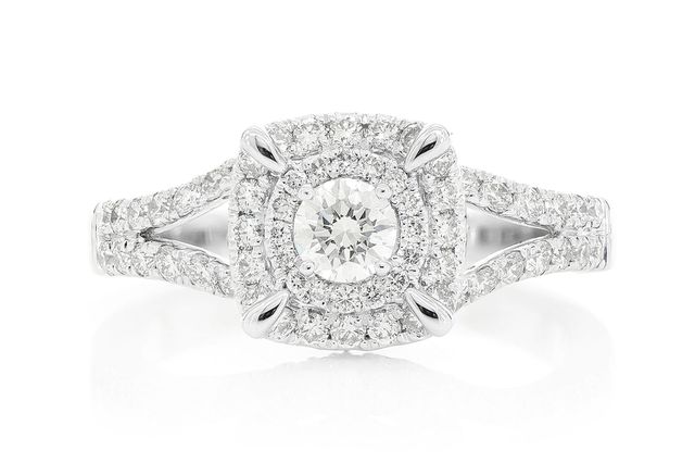 1.00ctw - Split Shank Double Halo - Diamond Engagement Ring - All Natural