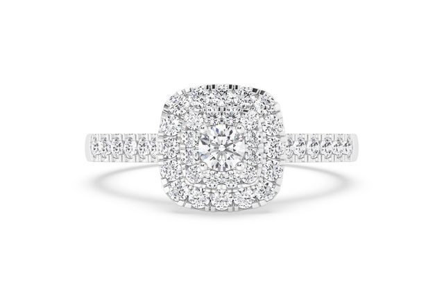 0.50ctw Three Layer Square- Diamond Engagement Ring - All Natural