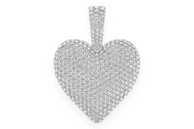 Bubbly Heart Diamond Pendant 14k Solid Gold 1.25ctw