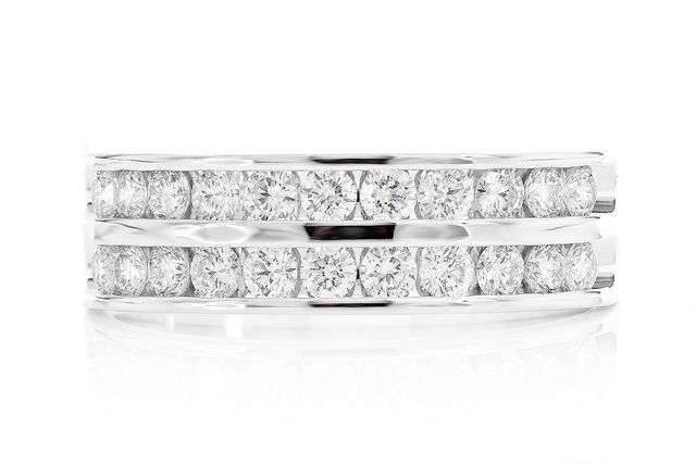 Two Row Channel Diamond Ring 14k Solid Gold 1.00ctw