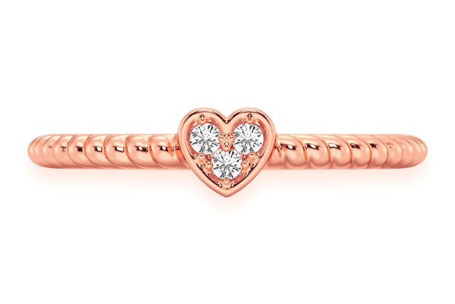 Heart Rope Diamond Ring 14k Solid Gold 0.05ctw