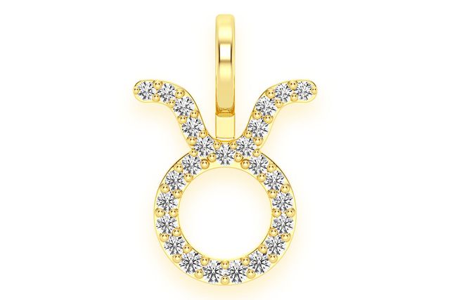 Taurus Zodiac Diamond Pendant 14k Solid Gold .10ctw
