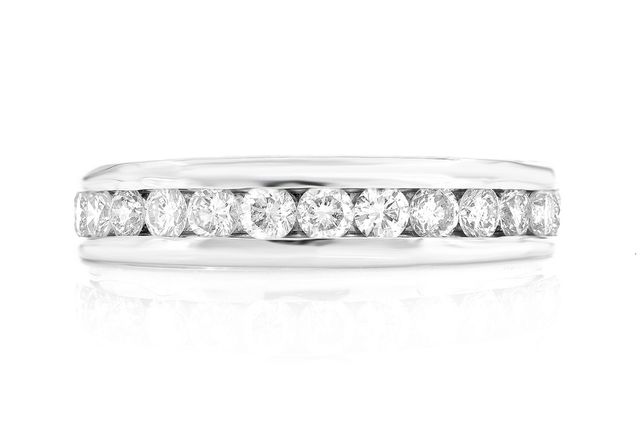 One Row Channel Diamond Band 14k Solid Gold 1.00ctw