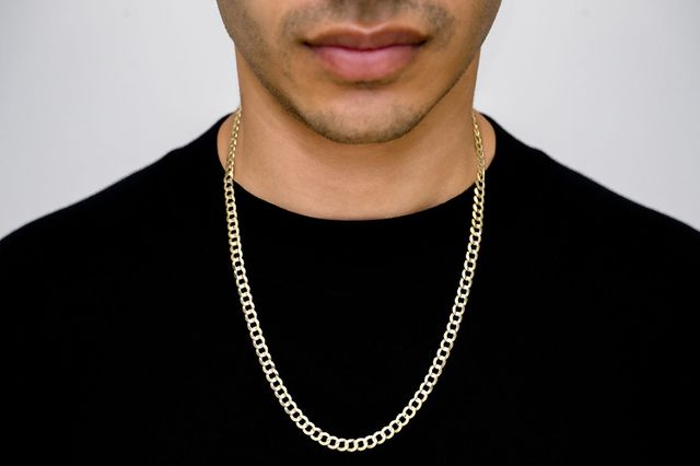 5.5MM Flat Curb Link 14k Solid Gold Chain