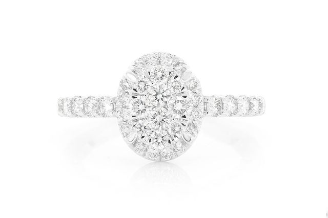 Oval Cluster Halo Ring 14K   