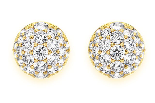 Dome Pave Stud Earrings 14K   