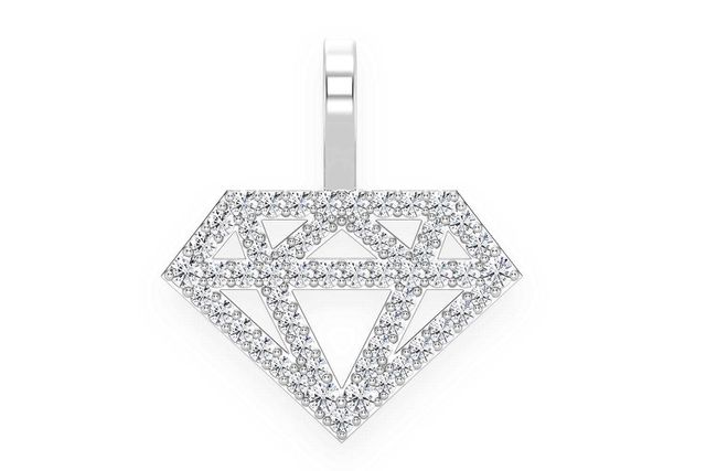 Small Diamond Silhouette Pendant 14K   
