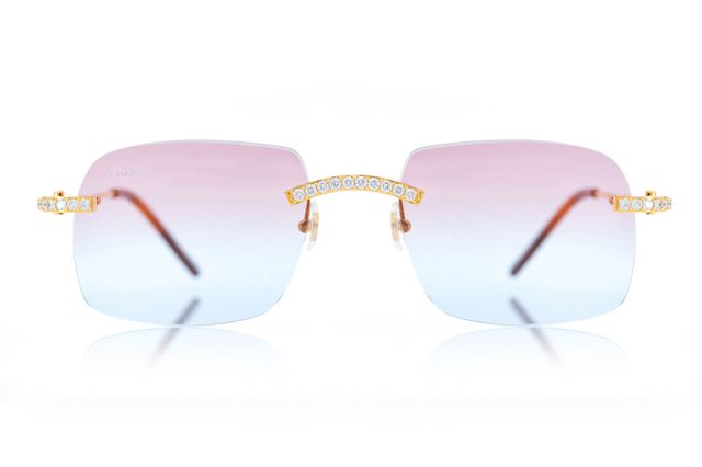 Cartier Glasses Iced Out Diamond Rimless - 2.50ctw - Yellow Gold
