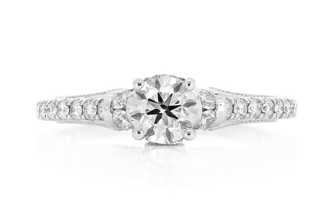 1.10ctw - Round Channel Shoulders - Diamond Engagement Ring - All Natural