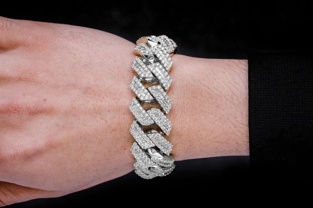 21MM Raised Baguette Miami Cuban Link Diamond Bracelet 14k Solid Gold 23.75ctw