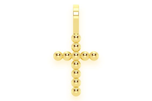 Bead Cross Pendant 14k Solid Gold