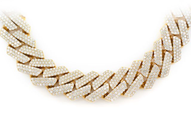 22MM Raised Miami Cuban Link Diamond Necklace 14k Solid Gold 71.00ctw