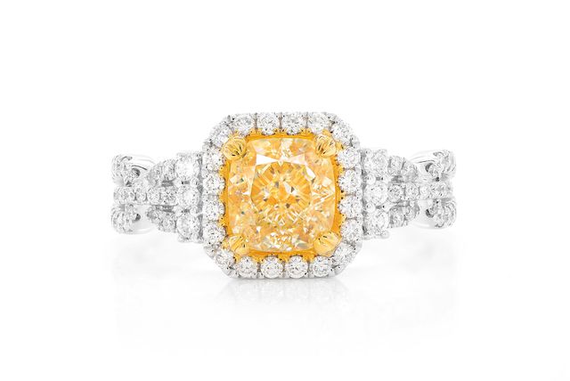 Yellow Diamond Radiant - Halo - Diamond Engagement Ring - All Natural