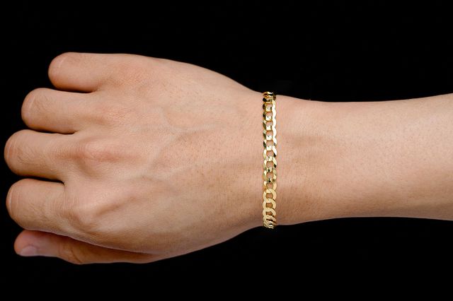 5.5MM Flat Curb Bracelet 14k Solid Gold
