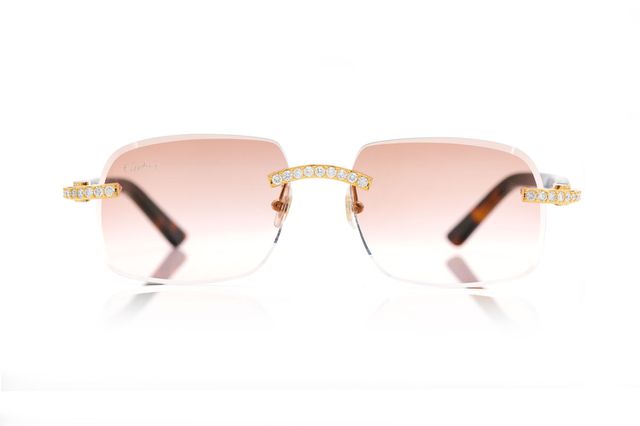 Cartier Glasses Iced Out Diamond Rimless - 2.50ctw - Yellow Gold