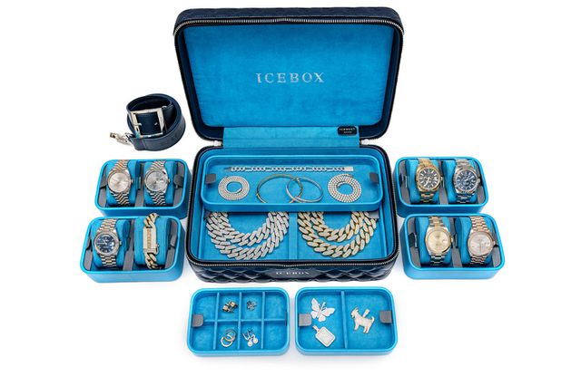 Icebox Leather World Traveler Watch Case - 8 Watches