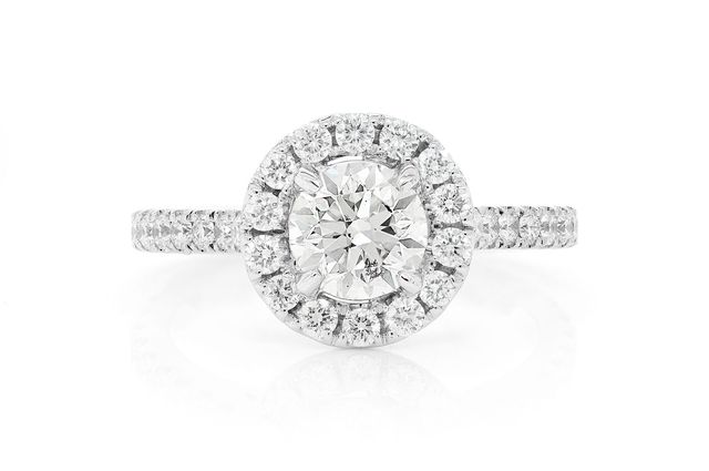 1.00ct Round Solitaire - Halo Diamond Engagement Ring - All Natural