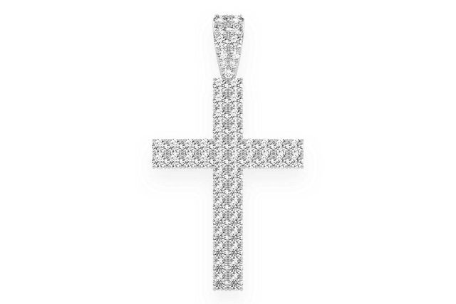 Two Row Cross Diamond Pendant 14k Solid Gold 2.25ctw